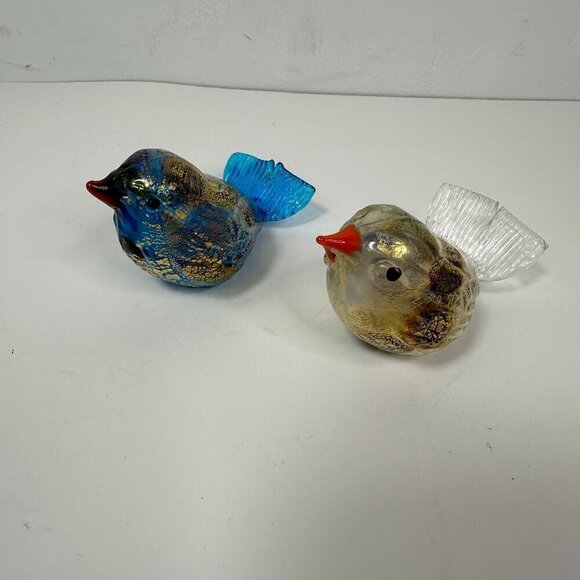 Made in Murano Italy Blown Glass 2 Birds Vintage Multicolor 3.5"x 2.5" - Picture 1 of 13